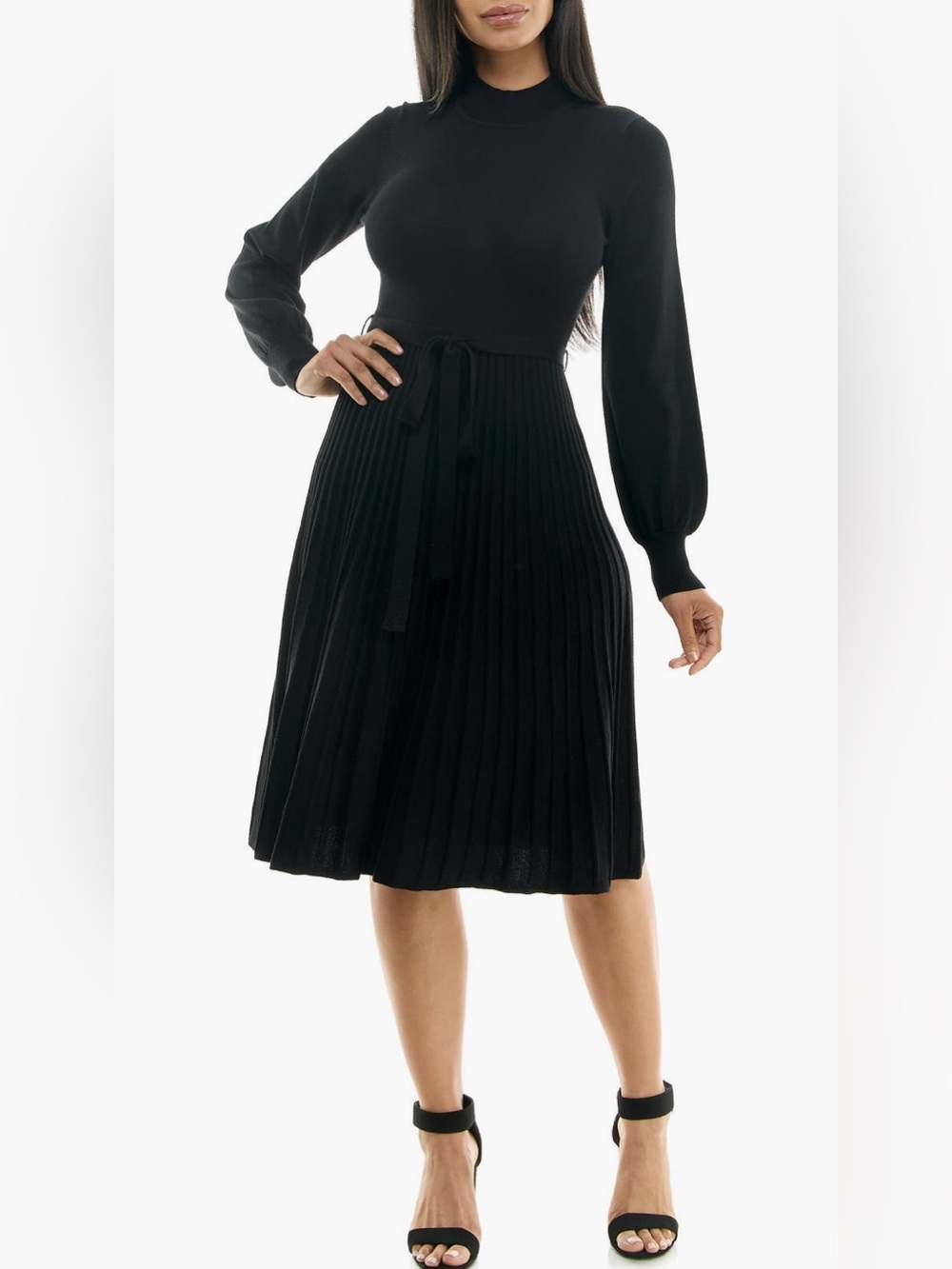 NEW…Nina Leonard Tie Waist Long Sweater Dress